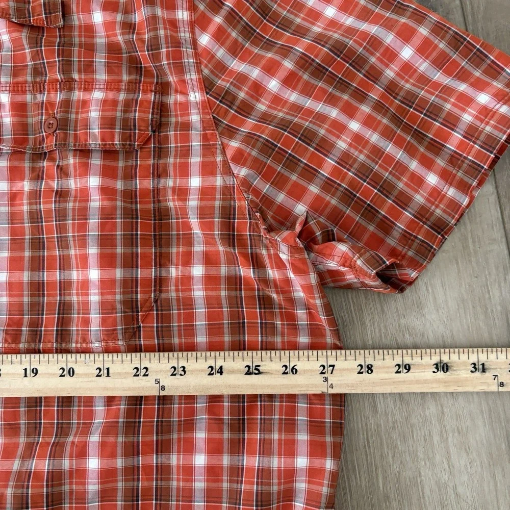 The North Face shirt  Men's XXL Orange Plaid Short Sleeve Button Shirt Cooling